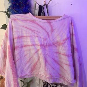 cropped pink and white tie die long sleeve